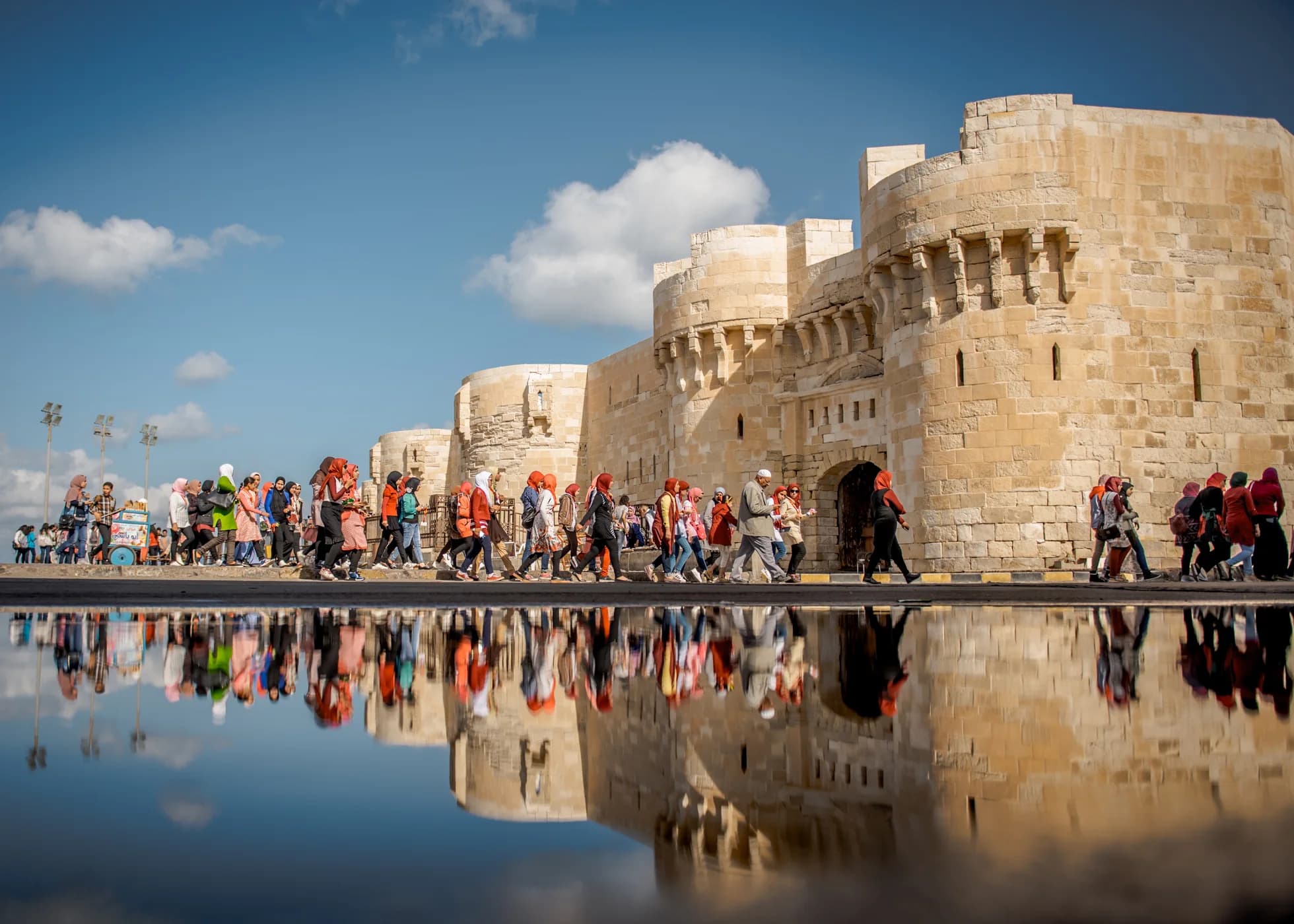 Citadel of Qaitbay beside the Mediterranean harbor in Alexandria, Egypt