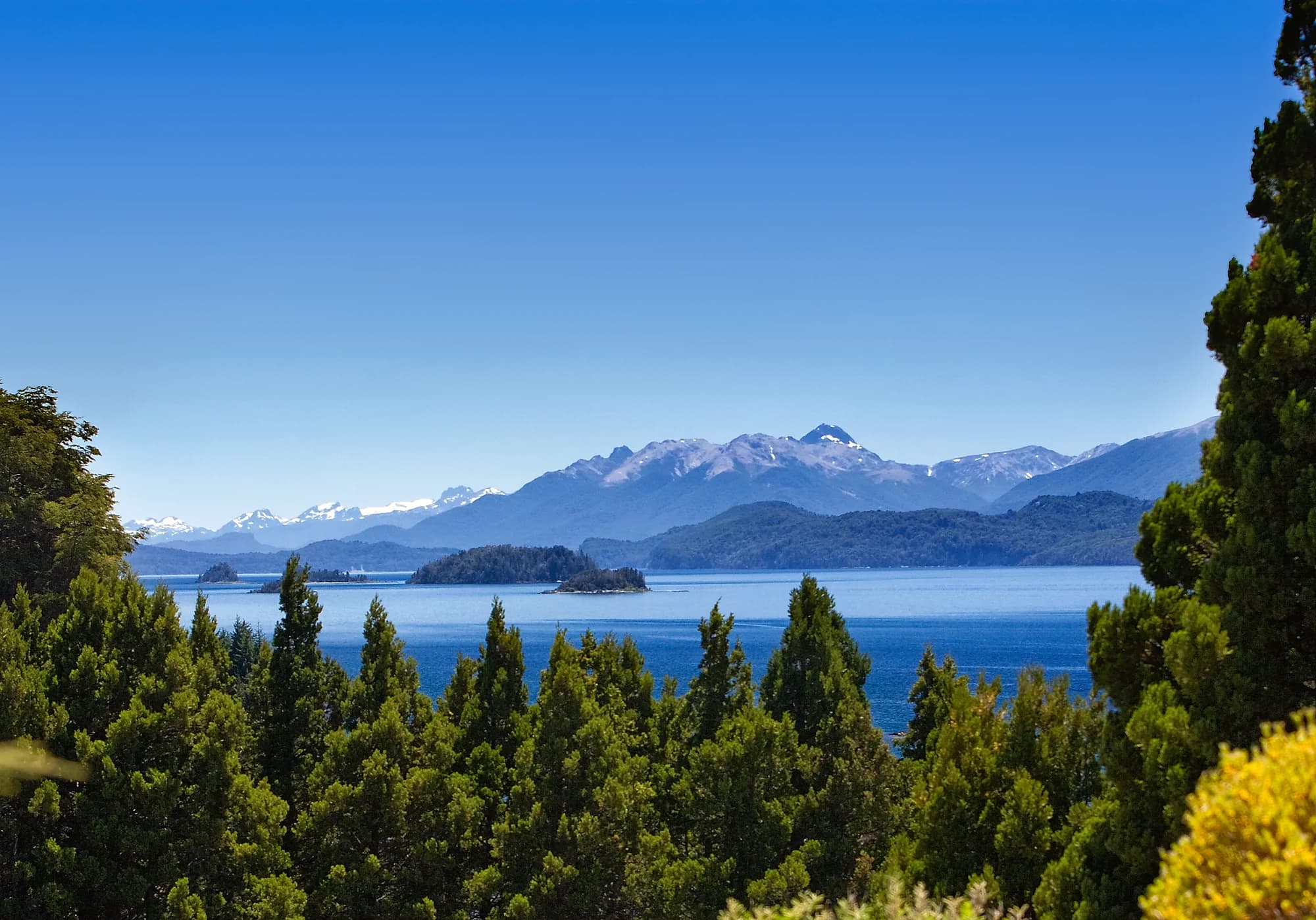 Lake Nahuel Huapi and the Andes viewed from the golf course at Llao Llao in Bariloche