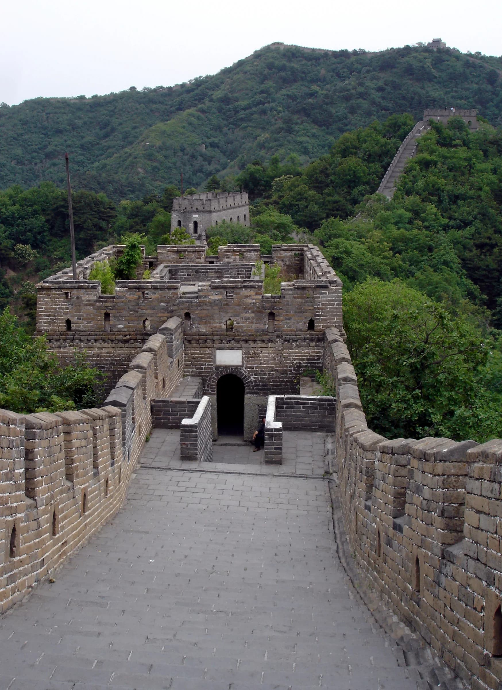 Stone walkway and watchtower on the Mutianyu section of the Great Wall near Beijing