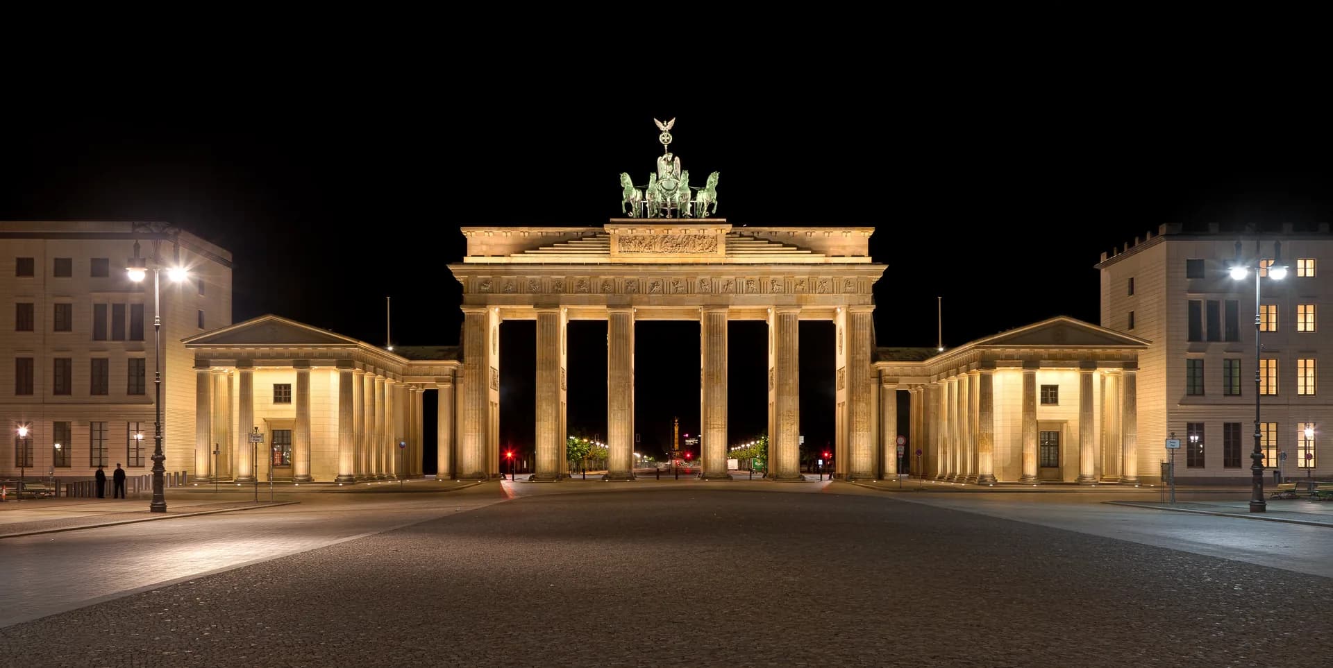 Brandenburg Gate illuminated at night on Pariser Platz in Berlin