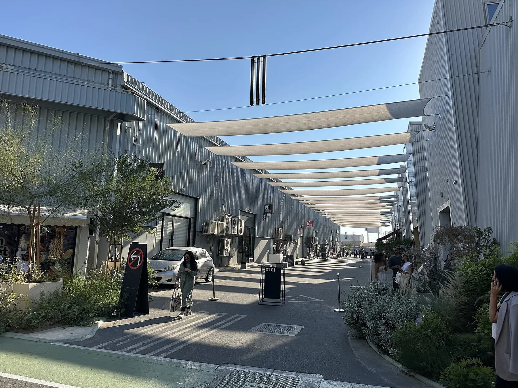 Contemporary art district walkway at Alserkal Avenue in Dubai