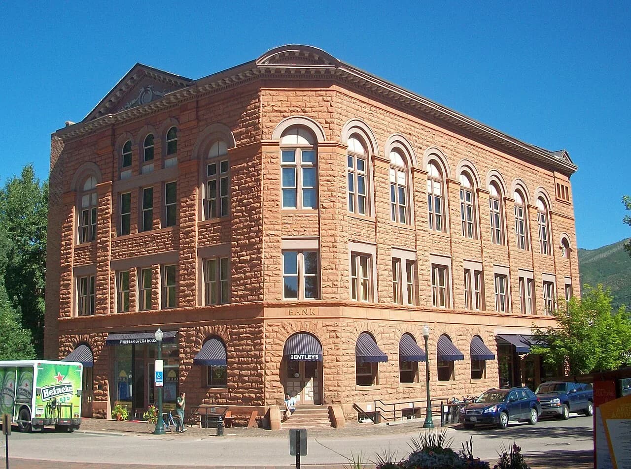 Historic red-brick Wheeler Opera House in downtown Aspen, Colorado
